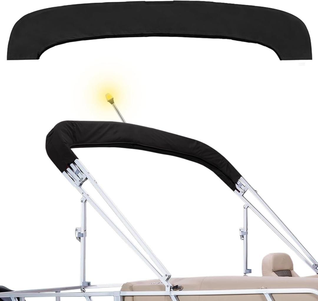 600D Bimini Top Storage Boot, Storage Boat Replacement Cover Waterproof and UV Protection with Light Hole, Suitable for 3-4 Bows Bimini Tops (black)