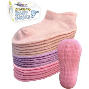Simply Kids Baby Non-Slip Ankle Socks Superior Grip, Soft Cotton, for Active Toddler Girls & Boys (Ages 0-6) (Pink, XS)
