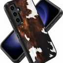 for Samsung Galaxy S23 FE Phone Case, Military Grade Heavy Duty 3-Layer Shockproof Drop Protective Cover for Samsung Galaxy S23 FE 5G 6.4 Inch 2023, Brown Cow Print