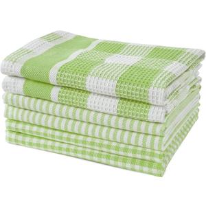 LANE LINEN Premium Cotton Kitchen Dish Towels - Pack of 6 Soft Absorbent Dish Cloths, Multi Purpose Cleaning Cloths, 12"x12", Reusable Kitchen Rags - Sage Green
