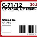 Complete C-71/12Crown Fine Wire Staple with 1/2" Leg Length, 20 Gauge/3/8"