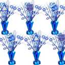 Suzile 6 Sets Chanukah Decorations Hanukkah Table Centerpieces Metallic Foil Spray Decor, Blue Burst Centerpieces David Stars Table Top Set for Christmas Holiday Party Supplies Home Table Decorations