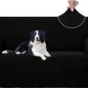 U-NICE HOME Loveseat Cover Stretch Couch Cover Sofa Cover Sofa Slipcover Furniture Protector for 2 Cushion Couch Sofa Pet Friendly (Oversized Loveseat, Black)