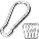 5PCS 3.15in Large Carabiner Clip, Stainless Steel Carabiner Heavy Duty, Spring Snap Hook, Locking Climbing Caribiners Clips for Gym, Plant Hanging, Outdoor Camping, Hiking. 600 lbs