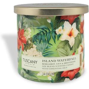Tuscany Candle Island Waterfall: Bergamot & Lily Scented Summer Candle, 14 oz