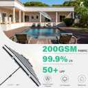 JEAREY 9' 2-Tiers Patio Umbrellas Outdoor Market Table Umbrella w/Push Button Tilt/Crank, 8 Sturdy Ribs, UV Protection Waterproof Sun proof(Black Stripe)