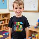 First Day of Preschool Shirt Pre K Shirts for Girls Boys Toddler Kids 1st Day of Prek Gift Cotton Tee 2T 3T 4T (Black)