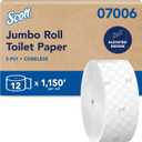 Scott Professional Coreless High-Capacity Jumbo Roll Toilet Paper, Bulk (07006), 2-Ply, Elevated Design, Septic Safe, White (12 Rolls at 1,150' Each, 13,800'/Case)