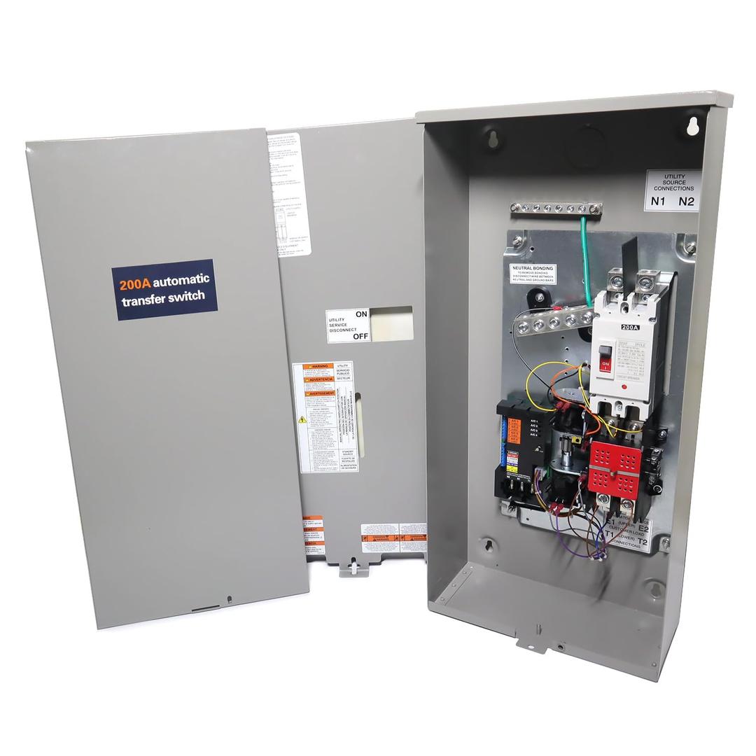 200 Amp Single Phase Generator Automatic Transfer Switch w/Power Management Replacement for Generac RXSW200A3 for Indoor and Outdoor Use, 120/240 V, Service Entrance Rated, NEMA 3R Aluminum Enclosure