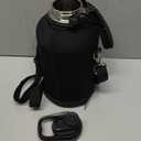 Insulated Water Bottle | Thickened Stainless Steel Vacuum Metal | Portable Sports Half Gallon Large Water Jug for Gym and Hiking with Straw, Carrier Bag, Handle Strap | BPA-Free 64 oz (Advanced Black)