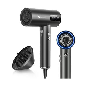 slopehill Ionic Hair Dryer, Professional Blow Dryer, Lightweight Quiet Blowdryer, Powerful High-Speed Brushless Motor Fast Drying, Digital Hairdryer, Salon/Travel/Home, Cold Air Setting