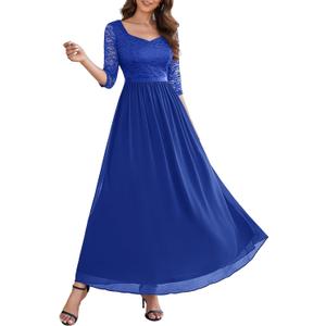 Wedtrend Formal Dresses for Women 3/4 Sleeve Bridesmaid Dress Mother of Bride Dress Maxi Evening Gown Prom Dresses (Medium, Royal Blue)