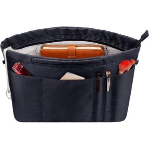 Vercord Purse Insert Organizers for Tote Handbag Bag in Bag with Zipper Liner Bag Organizer for Women 14 pockets, Black Small