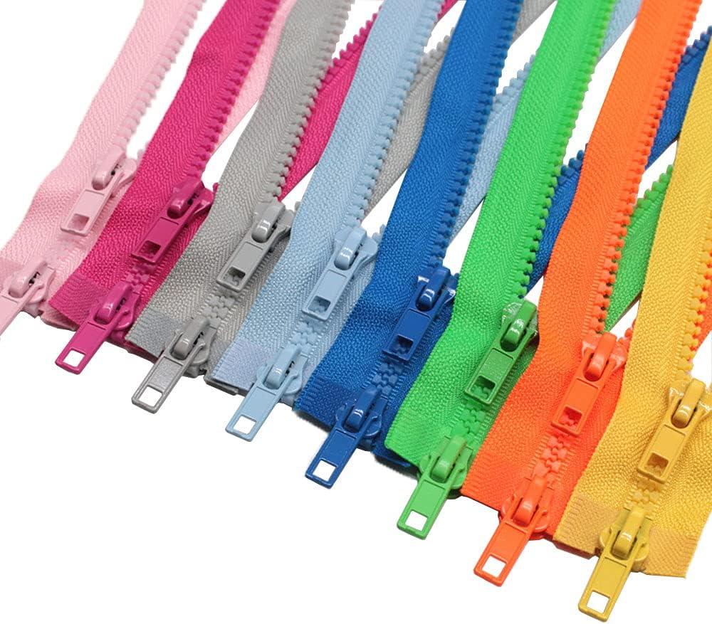 MebuZip 8pcs 27 Inch #5 Two Way Separating Jacket Zippers for Sewing Coat Clothes Jacket Zipper Heavy Duty Plastic Zippers Bulk in 8 Colors (27" 8pcs)
