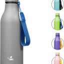 Insulated Water Bottle with Strap,18 oz Double Wall Stainless Steel Vacuum Bottles Metal Water Flask,Gray