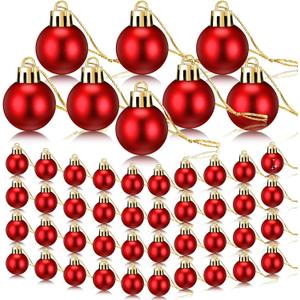 Sumind 48 Pieces Christmas Ball Ornaments Mini Matte Multicolor Hanging Ornament Xmas Ball Tree Miniature Decorations for Christmas Tree Party Decor(1 Inch,Red)