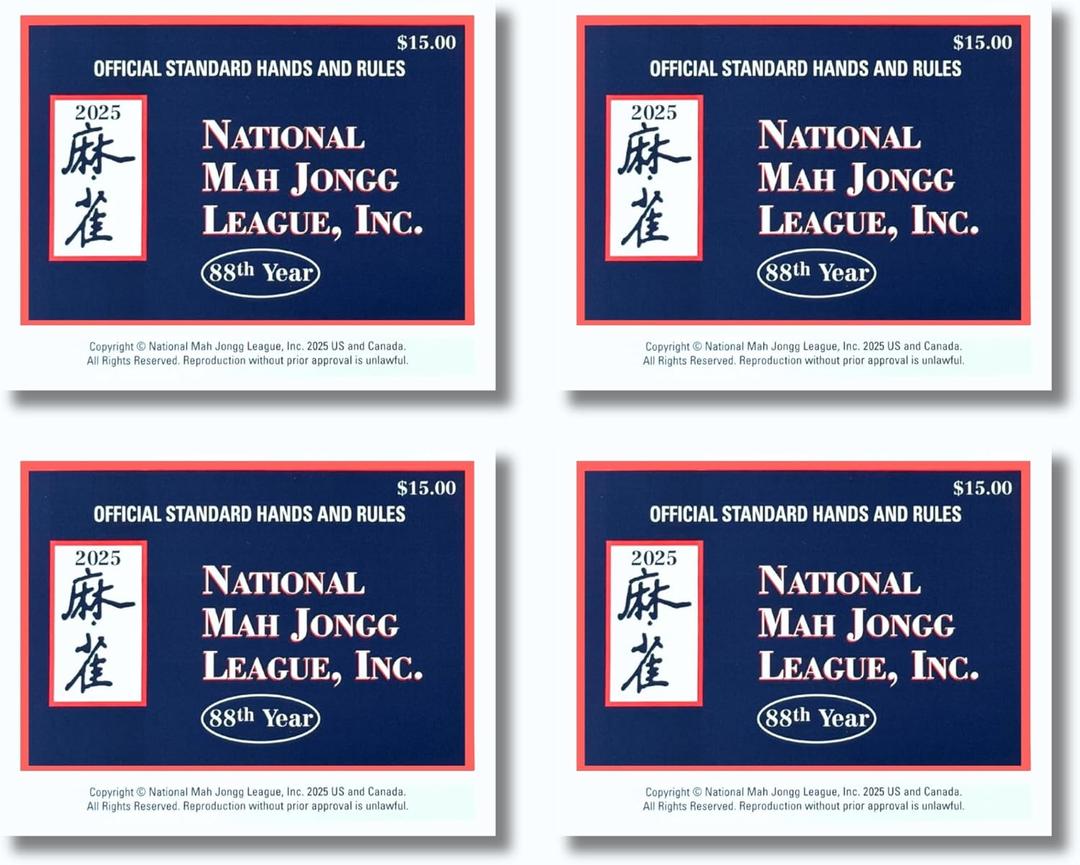 National Mah Jongg League 2025 Mahjong Large Size Cards Four-Pack Bundle - Official Hands and Rules for American Mahjong (Four Large-Size Cards)