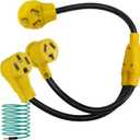 30 Amp Dryer Y Splitter to RV/EV NEMA 10-30P to 14-50R / 10-30R Power Cord Adapter - 3-Prong Y Adapter Cable for EV RV Car, 250 Volt 7500W STW 10 AWG