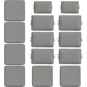 14 Pcs Outdoor Cushion Slipcovers All-Weather Patio Cushion Covers, Replacement Waterproof with Zipper for Patio Furniture, Sectional Couch 3 Sizes, Covers Only