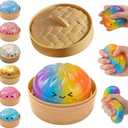 Glitter Dumpling Squishy,Dumpling Squishies,Glitter Dumplings Mystery Box,Colorful Dumplings Stress Balls Fidget,Jumbo Squishy Toy,Suitable for Adult use in Offices and Homes (Rainbow Colors)