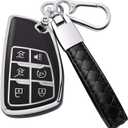 for Chevy Key Fob Cover with Keychain Soft TPU Key Case Shell Holder Fits for 2021 2022 2023 Chevrolet Suburban Tahoe Silverado 1500, for GMC Yukon Sierra, for Buick Encore 6 Button (B Black)