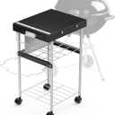 Grill Table Cart for Weber 22 inch Kettle 18in Charcoal Camping Carts for Blackstone 17 inch Griddle Accessories Outdoor Grillling Side Tables Freestanding Barbecue Shelves with Wheels Storage
