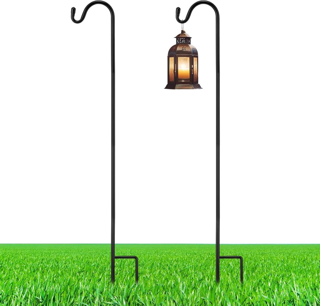 2 Pcs 24 Inch Shepherds Hook for Outdoor Adjustable Bird Feeder Pole Metal Steel Shepard Hooks for Hummingbird Stand Feeder Pole for Garden Plant, Lantern, Hanging Wedding Decor
