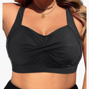 Daci Women Plus Size Push up Bikini Top Only Full Coverage Swimsuit Tops Twist Front Bathing Suit Bra for Large Bust, 22W