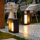 MIXL-Small Outdoor Solar Light,Waterproof Black Floor Lantern,Decorative Solar Garden Light,Modern Outdoor Lamp Suit for Driveway Yard Patio and Poolside