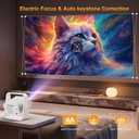 Smart Projector with WiFi and Bluetooth, Built-in Apps, Electric Focus & Auto Keystone Portable Outdoor Proyector, Native 1080P Projector 4K Support, Movie Projector for Home Theater, White