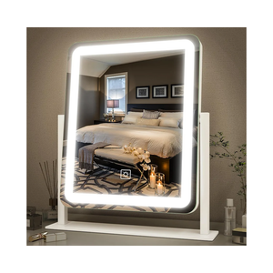 FENNIO Vanity Mirror with Lights - 15"x12.6" LED Lighted Makeup Mirror, Large Makeup Mirror with Lights, Touch Screen with 3-Color Lighting, Dimmable, for Vanity Desk Tabletop, Bedroom