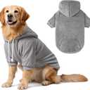 Dog Basic Hoodie Soft Dog Clothes Cold Weather Sweaters for Medium Large Dogs Cozy Fabric Warm Sweatshirt with Leash Hole for Boys (Grey, X-Large (35-55 lbs))