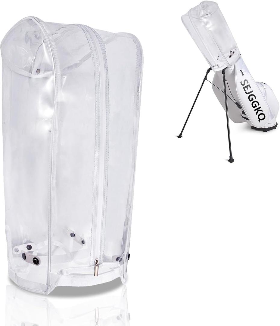 Golf Bag Rain Cover, Golf Bag Cover, Club Waterproof Hood Rain Covers Accessories Caddy Head Protector, Accessory Zipper Protective Dustproof Top Rainproof for Mens Women Golfer, Stand Bags(Transparent)