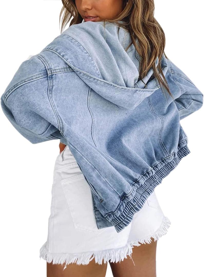 Women's Oversized Denim Jacket (Blue, S)