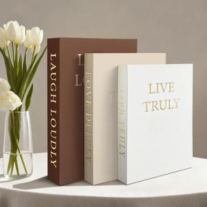 Aesthetic Decorative Books, Set of 3 Linen Fake Book, Faux Book Boxes for Coffee Table, Photo Organization, and Keepsake Storage