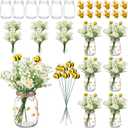 6 Sets/79 Pcs Bee Themed Party Decor Honeybee Table Centerpieces Mason Jar Rustic Farmhouse Supplies with Artificial Daisy Baby's Breath Flowers for Baby Shower Birthday Spring Summer Party