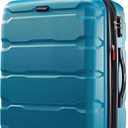 Samsonite Omni PC Hardside Expandable Luggage with Spinner Wheels, Caribbean Blue, Checked-Medium 24-Inch