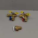 HYDRO MASTER Tankless Water Heater Service Valve Kit with Pressure Relief Valve 3/4-Inch IPS Isolator Clean Brass