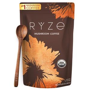 RYZE SUPERFOODS Mushroom Coffee USDA Organic with 6 Adaptogenic Mushrooms and MCT Oil, USA Grown Instant Coffee for Better Energy, Focus, Digestion, Immunity with Lions Mane & Turkey Tail, 30 servings (6.35 (Pack of 1))