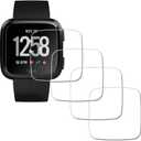 Screen Protector for Fitbit Versa Lite Edition/Fitbit Versa Smart Watch [4 Pack] Tempered Glass Anti-Scratch Bubble-Free Easy Installation