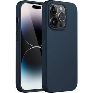 JETech Silicone Case for iPhone 14 Pro 6.1-Inch, Silky-Soft Touch Full-Body Protective Phone Case, Shockproof Cover with Microfiber Lining (Navy)