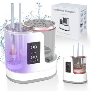 Electric Makeup Brush Cleaner Machine With Makeup Brush Dryer-Holder-Portable Automatic USB Cosmetic Brushes Cleaner Tool for All Size Beauty Makeup Brush Set, Eyeshadow, Blush Brush (white)