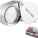 KINGMAS Pocket Jewelry Loupe 30x 21mm Jewelers Loop Eye Magnifying Glass Foldable Magnifier