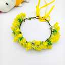 Flower Crown for Women, Floral Headband Women Headpiece Flower Hair Accessories for Weeding Bride Cosplay Party Festival Photos (Rape Flower Yellow Green, Adjustable)