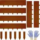 Corten Steel Landscape-40 LX 10" H Metal Garden Edging 20FT Total Rusted Lawn Edging 6 Pcs-No-Dig Hammer Heavy Duty Steel Edging-Bendable Border Strips for Lawn Yard Courtyard Pathway-6 Clips
