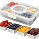 WanshengLe 4 in 1 Stainless Steel Snackle Box 3.82L with Lids and Handle, 4 PCS Dishwasher Safe & Detachable Snacklebox, 4 Divided Storage Organizer for Snacks Fruit Nuts