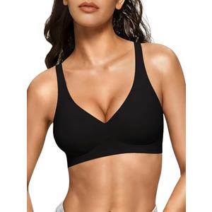 COCOMARTS Jelly Bras for Women No Underwire Seamless Push Up Comfortable Tshirt Everyday Deep V Bra with Support and Lift XL