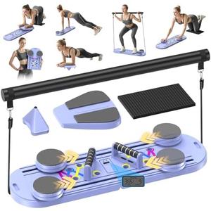MOVOCA Pilates Board,Foldable Pilates Reformer Equipment with Timer, 7-in-1 Multi-Purpose Portable Pilates Reformer Machine Home Pilates Kit for Home Workout,Fitness,Exercise,Abs