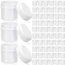 Meanplan 100 Pcs 1 oz Plastic Container Jars with Lids Round Leak Proof Refillable Small Cosmetic Jars for Lotion, Cream, Makeup, Eye Shadow, Rhinestone, Samples, Pot, Travel Storage(White)
