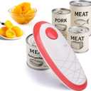 CIRCLE JOY Electric Can Opener, One-Touch Automatic Can Opening with Smooth Edges, Food Safety Handheld Battery-Operated Can Opener for Kitchen and Seniors, Red